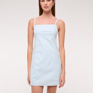 Abercrombie & Fitch Light Blue Gingham Stretch Skort